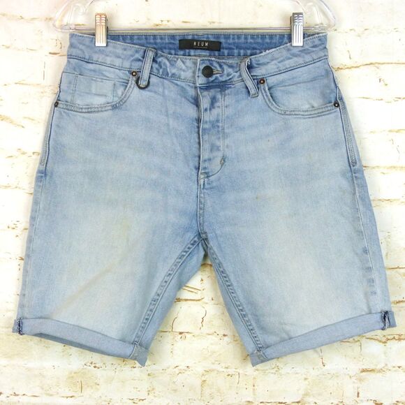 Neuw Ray Denim Shorts Mens 30 Light Blue Axis 30X8.5 Rolled Cuff Grunge Summer - Picture 2 of 15
